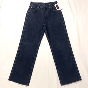 Vintage High-rise Wide-leg Cropped Blue Denim Jean